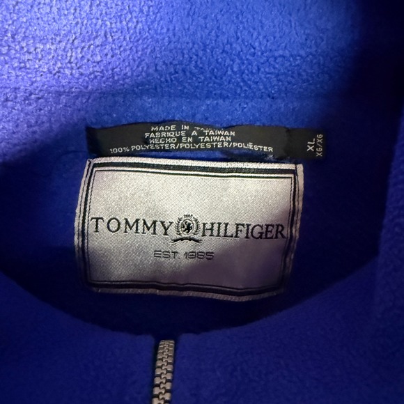 Vintage‎ Tommy Hilfiger Purple Fleece 1/4 Zip Pullover Jacket Logo Patch XL - Picture 2 of 7